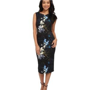 Ted baker twilight floral fitted dress size 2